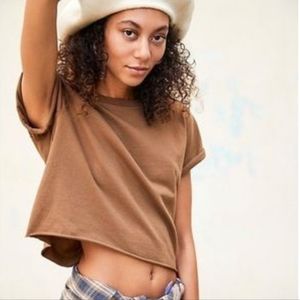 We The Free Cropped Short Sleeve Tee in Brown